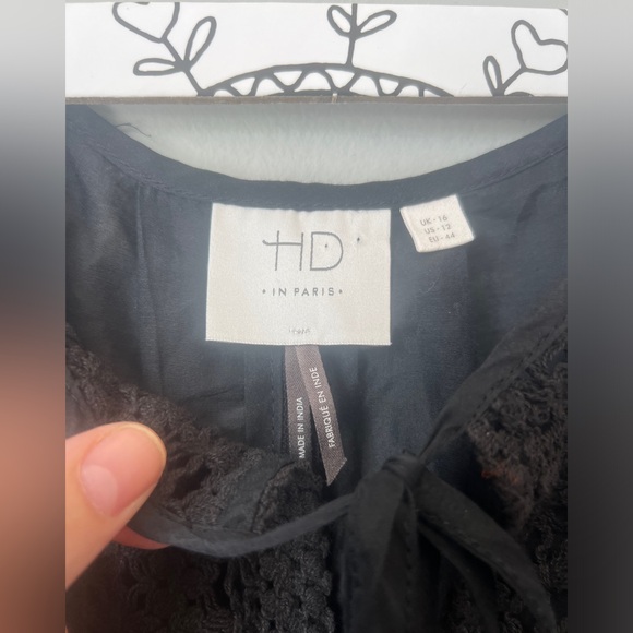 HD in Paris (Anthropologie) Crochet Lace Trim Bohemian Dress/Coverup, Size 12 - Picture 3 of 6